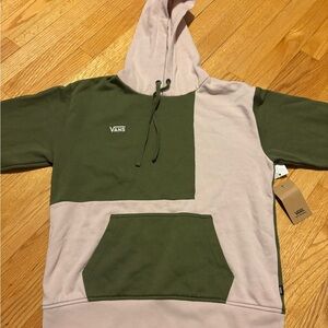 Vans Pink and Oliva Green Colorblock Hoodie